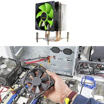 LANSHUO CPU Hladilnik, 2 Toplotni Cevi Ultra Tih Ventilator Hladilnika PROCESORJA Radiator za LGA 2011 X79 X99 X299 (3Pin En Fan)