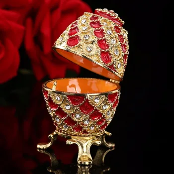 QIFU Elegantno Rdeče Faberge Jajce za Nakit Škatle za Darilo