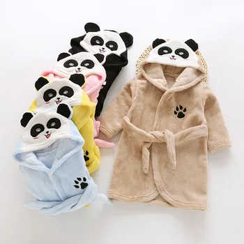 Nove Jesensko Zimske Otrok Sleepwear Haljo Flanela Hooded Toplo Kopalni Plašč Otroci Pižame Za Fante, Dekleta, Lepa Risanka Živali Oblačilih