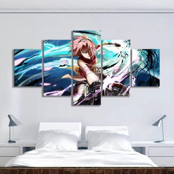 HD 5pcs Anime Naruto Platno, Tisk Haruno Sakura Sliko Povzetek Wall Art Okraski za Dom, Tapete Anime Dekle Plakat