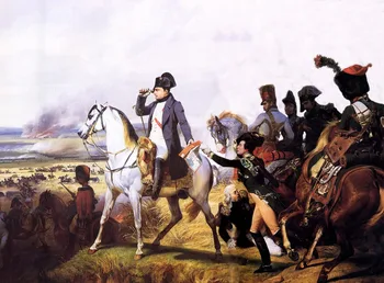 32 PALCEV -TOP slikarstvo # francoski kralj, Cesar Napoleon Bonaparte je Napoleon v Bitki Wagram oljna slika, --dobra kvaliteta