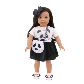 3 Kos/set Srčkan Obleko Oblačila+Torba+Čevlji Panda Živali Obleko Za 18 Inch Ameriški Lutka Dekleta & 43 Cm novorojenčka Elemente,Doll Oblačila