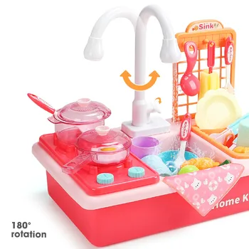 Kuhinja Komplet za Otroke Korito Igrače za Otroke, Otroška Električna Voda, umivalnik Plastični Simulacije Pomivalni stroj Pretvarjamo, Predvajaj Darila