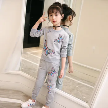2020 Dekleta Obleko Dekleta Kompleti Oblačil Jesen Zima Otroci Dolg Rokav Jopice+hlače Obleko Dekle Outewear Otrok Oblačila, ki