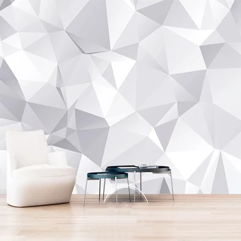 Po meri 3D Stenske Freske Ozadje Belo Siva Geometrijske Moderno dnevno Sobo, TV Ozadju Stene Papirjev Doma Dekor De Papel Parede 3D