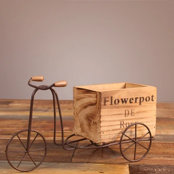 ABLA Lesene Tricikel Model Cvetlični lonček Kovanega Železa Izposoja Flower Stand Zaprtih Shranjevanje Rack Doma Vrt Namizni Dekor Obrti G
