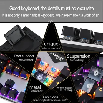 Gaming Mehanska Tipkovnica Z LED Osvetlitvijo USB Žična Laptop Manipulatorja Sijoča Modro Swich za Prenosni RAČUNALNIK