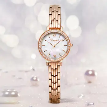 Luksuzni Dame Watch Diamantno Zapestnico Iz Nerjavečega Jekla Verige Pazi Za Ženske Rose Zlato Obleko Priložnostne Quartz Uro Ura Reloj Mujer