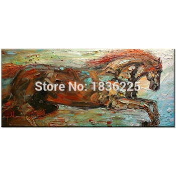 Ročno Visoke Kakovosti Rdeči Konj Oljna slika na Platnu Teče Konj Nož Slikarstvo Živali Slike Dnevna Soba Dekor