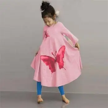 Jeseni Dekleta Obleko Najnovejši Rog Big Butterfly Princess Dekle Obleko Dolgo večer stranka obleko Otroci Oblačila Dekle Oblačila
