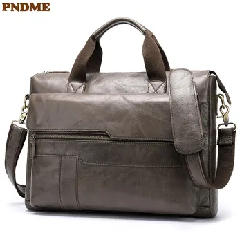 PNDME pravega usnja za moške aktovko priložnostne preprost cowhide messenger vrečke poslovnih letnik odvetnik laptop torba delo vrečko
