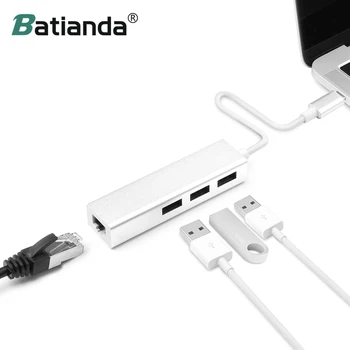 USB C do 3 Vrata USB Razdelilnik 3.0 HUB Tip C Strele 3 RJ45 100Mbps Ethernet Adapter Za Macbook Pro 13 15 16 palčni 2019