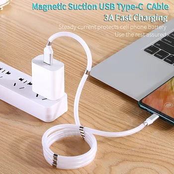 2020 Nove Magnetne Self Navijanje USB Kabel za Polnjenje Za Mobilni Telefon Magnet Auto Adsorpcije Kabel 3 m TypeC Mirco Polnilnik USB Kabel