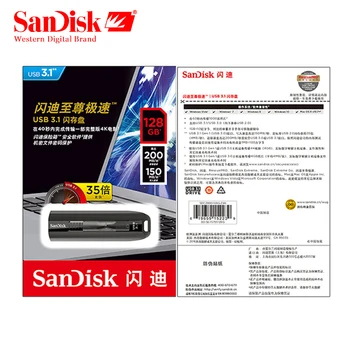 SanDisk Extreme Pojdi USB 3.1 Flash Disk 128GB Pen Drive 64GB Visoke Hitrosti SSD Pomnilniški ključ USB Naprave za Shranjevanje, U Disk SDCZ800