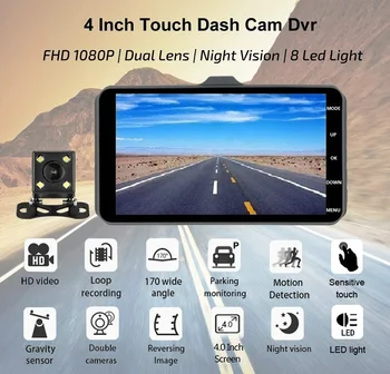 Dash Cam Dvojno Lečo mini Avto DVR Full HD 1080P 4
