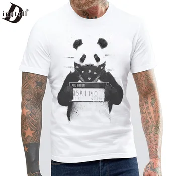 Dingtoll Kul Stil Bela Poletje Gangster Panda Natisnjeni T shirt Za Moške Harajuku Tees Moda Vrhovi MTE32