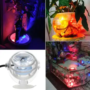 1PC vodoodporna LED Luči Akvarij 1W Krog Oblikovan Rezervoar Rib Dekoracijo Mini USB Pisane Pozornosti Lučka Podvodna Luč