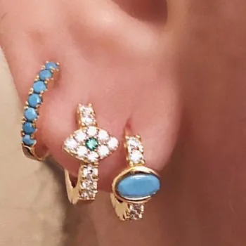 Modra turquoises Gem mini hoop uhan za ženske multi pericing majhne obroče občutljivo poslastica visoke kakovosti poceni modni nakit