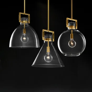 Zlata / Črna E27 Preprost LED Penant Svetlobe prozornega Stekla Nordijska Ustvarjalne Viseče Svetilke Za Spalnico Postelji Restavracija, Bar, kavarna