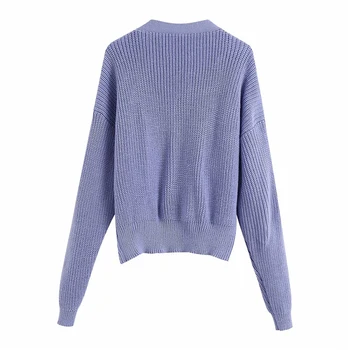 2020 ženske priložnostne beloprsi singl poletje vijolična za pulover ženska moda dolgimi rokavi, v-vratu pletene jopice vrhovi femme