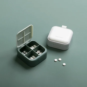 Prenosni Medicine Škatli s Pokrovom Mini Zaprti Dustproof Tabletke Razpršilnik za Shranjevanje Primeru Potovanja 4 Omrežij Tablet Sub-polje Drog Posodo