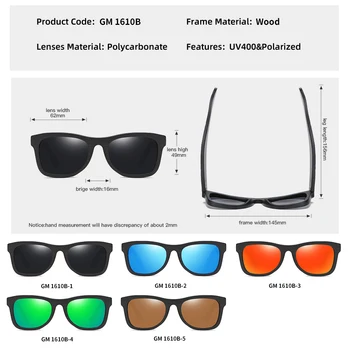 GM Ročno Znamke Lesene Polarizirana sončna Očala Ženske Moški Design Vožnje Lesene Zrcali Odtenkov v Krog Lesa Polje S1610B