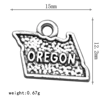 Moj obliko 30pcs 15*12,2 mm Starinsko Dvojno Stranicami ZDA, Oregon Zemljevid Čare Obeski