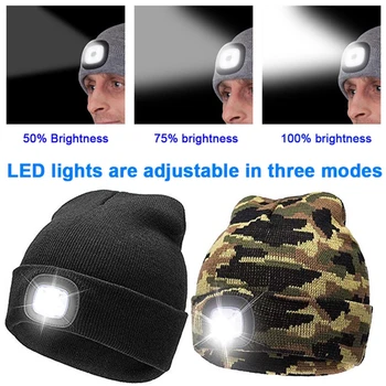 LED pletene klobuk zimske moške in ženske svetilka svetilka športih na prostem svetlobnih klobuk plezanje, ribolov, kampiranje topla svetloba klobuk