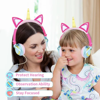Smešno Otroci Slušalke Led Luči Samorog Žične Slušalke Dekle Igralec PC Slušalke Zložljive Glasbe, Gaming Overear Slušalke Auriculares