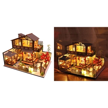 Lutke Miniaturni s Pohištvom, DIY Lesene Lutke Kit , 1:25 Drobne Hiša Stavba Kit (Gozdni Habitat)