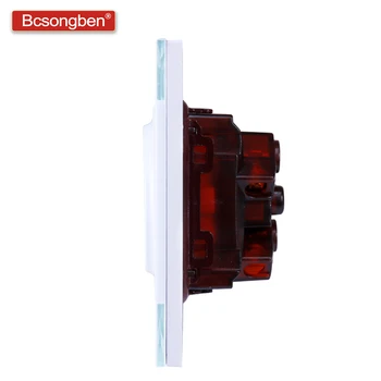 Bcsongben EU Standard pop Vtičnice 3 Način električno Vtičnico 16A Plug Ozemljeno Električno Trojno Vtičnice Kristalno Steklo Plošče
