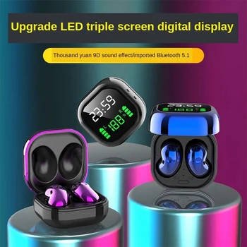 Novo S6plus TWS Bluetooth 5.1 Barva LED Zaslon Brezžični Mini Hi-fi Slušalke Ura Touch Kontrole Šport Vodotesne Slušalke z Mikrofonom