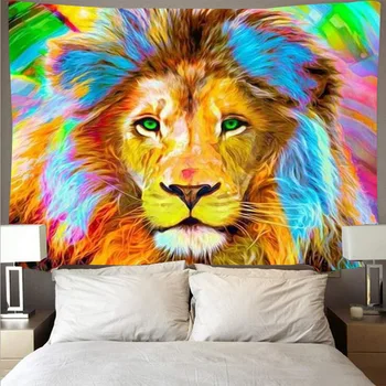 Psihedelični lev tapiserija povzetek steni visi preprogo spalnica dekor živali odejo steno krpo