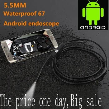 1/2m 5,5 mm/7mm Endoskop Kamero USB Android Endoskop Nepremočljiva 6 LED Borescope Kača prilagodljiv Pregledovalna Kamera Za Android PC