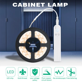 Samolepilni LED Trak Fleksibilni Smart Stepless Zatemniti Kabinet Svetlobe Omaro Trak, Vodotesen Spalnica Senzor Gibanja Doma Dekor