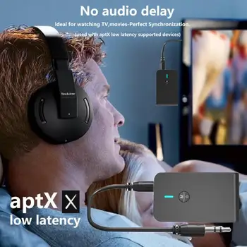 3,5 mm Bluetooth 5.0-Sprejemnik, Stereo Bluetooth Oddajnik 3.5 mm Audio Sprejemnik, Adapter za Ključ za Podporo A2DP/AVRCP/HFP/SPP HID