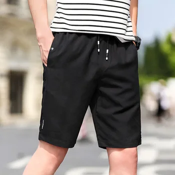 Moške kratke hlače tanke 2021 nov poletni modni moški priložnostne hlače vrvico kolena-dolžina sivo črna najstniški fant, hitro sušenje S01