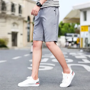 Moške kratke hlače tanke 2021 nov poletni modni moški priložnostne hlače vrvico kolena-dolžina sivo črna najstniški fant, hitro sušenje S01