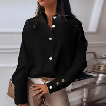 Ženske Bluzo 2020 Nove Priložnostne Dolgimi Rokavi Poliester Bombaž Bela Ženska Majica Priložnostne Plus Velikost Majice Blusas Žensko Bluze
