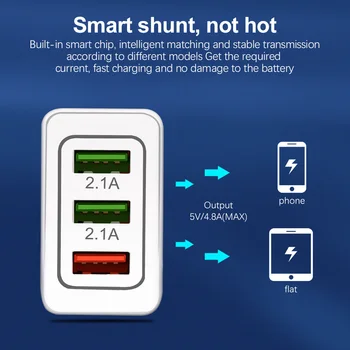 Hitro polnjenje 3.0 Steno Potovalni USB Polnilnik baterij 3 vrata EU NAS Plug Adapter za iPhone XS 8 7 Samsung s8 xiaomi Hitro Mobilni Telefon Polnilnik