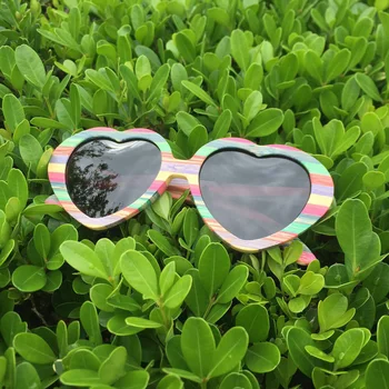 Vintage multicolor Bambusa Polarizirana srce sončna očala za ženske in moške blagovne znamke Pisane sončna očala Plaži očala gafas de sol