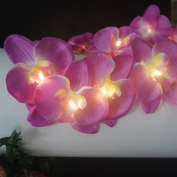 Klasična vijolično ročno orhideja je cvet svetlobe niz,svate/Novo leto cvetlični svetlobe deccor.Fotografija Vila lučka rekviziti