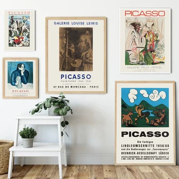 Povzetek Letnik Platno Slikarstvo Pablo Picasso Razstava Plakatov Tiskanje Sodobnih Stenskih Slikah, Dnevna Soba Doma Dekor Cuadros