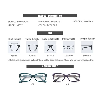 8032 Nove Ženske Očala acetat optičnih slik fashion design, polno-rim očala
