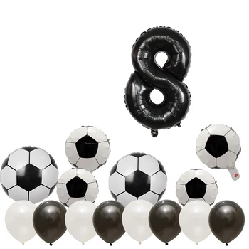 15pcs 30inch črna 1 2 34 5 6 7 Številk Nogomet Folija Baloni Nogomet Globos za Baby Tuš Rojstni dekoracijo dobave
