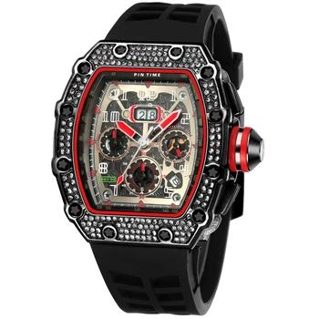 Velik Gumb Za Izbiranje Moških Diamond Watch Hip Hop Vojaške Ure Kronograf Moška Športno Ročno Uro Quartz Ura Reloj Hombre Relogio Montre