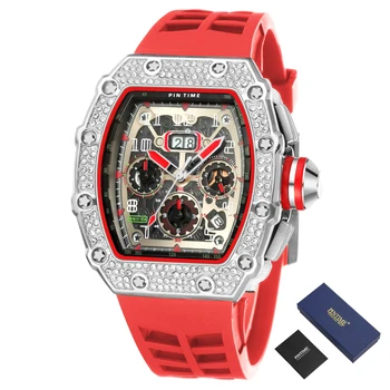 Velik Gumb Za Izbiranje Moških Diamond Watch Hip Hop Vojaške Ure Kronograf Moška Športno Ročno Uro Quartz Ura Reloj Hombre Relogio Montre