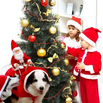 Božiček Božič Kostum Pes, Mačka Božično Obleko Pet Božič Oblačila, Ki Teče Santa Claus Jahanje Na Hišne
