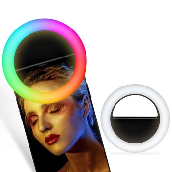 LED RGB Obroč Svetlobe Selfie Fill Light Prenosni Barvite Fotografije Razsvetljava Za mobilni telefon Clip Selfie ringlight Ličila Izpolnite Lučka