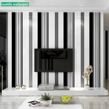 Črna in bela, siva črtasto vzorec non-woven ozadje, dnevna soba, spalnica shop TV, kavč ozadju dekoracijo sten ozadje
